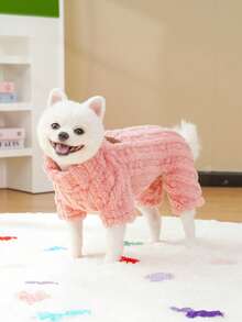 四条腿毛茸茸的狗狗睡衣，寒冷天气的保暖衣物，柔软的宠物连体衣，让小型、中型、大型犬在冬天保持温暖 - 灰色 - 查看 4