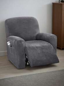 1 Seater Velvet Recliner Chair Cover 4-Pieces Design Recliner Sofa Cover Reclining Chair Slipcovers Furniture Protector, 1pc