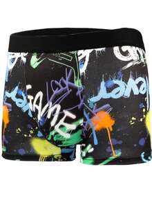 10 件男士时尚图案内裤，涂鸦设计舒适弹力平角内裤，运动短裤，新颖男士内裤，骑行短裤 - 彩色 - 查看 4