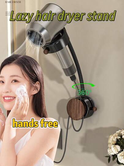 No Drill Hands-Free Hair Dryer Holder, Suction Cup Wall Mount, Multi-Angle Adjustable, Storage Helper For Bathroom & Bedroom, 360° Adjustable Hands-Free Hair Dryer Holder With Cord Organizer, No Drilling Required, Suitable For Bathroom, Bedroom, Pet Grooming, Halloween & Christmas Decor