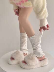 1双秋冬女士腿套，糖果色芭蕾舞风格毛绒长筒袜，可爱Y2K风格，舒适保暖 - 彩色 - 查看 11