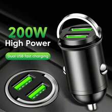 200W(Max) Mini USB Pull Ring Car Charger Fast Charging Dual USB Ports Phone Charger Compatible With Iphone Cigarette Socket Lighter Quick Charger 3.0 In Car - Multicolor - View 1