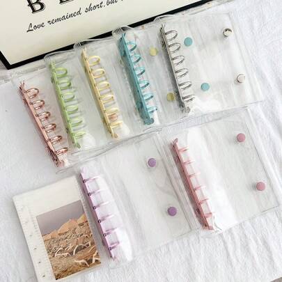 1 Pc A7 Binder Transparent Portable Folder Features A Double-Button Design, Allowing For The Storage Of Exquisite Photos. It Can Be Used As An Album, Saving Money On Stationery, Notebooks, Sticker Books, Office Supplies, School Supplies, And Back-To-School Items