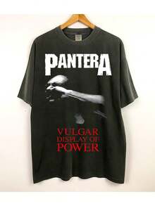 Rock T-Shirt Pantera Vulgar Display Of Power Music Shirt Blouse Unisex Male Female 100% Cotton Top Premium Streetwear New Release Fast Shipping Various Colors!! Plus Size - 黑色 - 查看 2