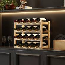 Apricot DIY Handmade Bamboo Wine Rack, Multi-Tier Wine Holder (6/8/9/12/16 Bottles) - Apricot - View 10