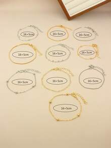 10/5pcs Gold & Silver Minimalist Multi-Element Bracelet Set, Women Jewelry Accessories, Everyday Wear