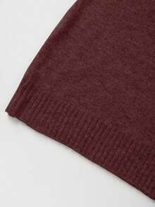 FOR BEAUTY Maglioni da donna autunno inverno bordeaux girocollo oversize in maglia pullover stile preppy stratificato casual chic estetica old money streetwear - Rosso precoce - Visualizzare 8