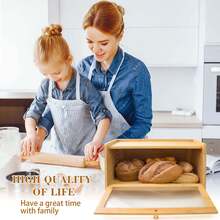 BueDeHai Stylish Bamboo Bread Box For Kitchen Countertop Farmhouse Corner Bread Bin Vintage Kitchen Decor Storage Organizer For Homemade Loaf Toast  Box - Bamboo - View 6
