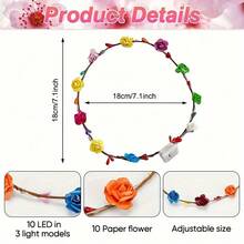 30pcs Glowing Flower Garland Headband Party Supplies Glow In The Dark, Lighting Up Fresh Flowers Flower Garlands Holiday Gifts Suitable For Christmas, Halloween, Weddings, Parties, And Birthdays - A - 查看 2
