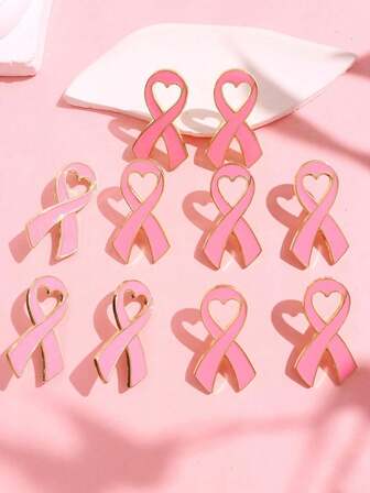 Set de 1/6/10 piezas Broche elegante y único de cinta rosa de concienciación sobre el cáncer de mama, llama la atención sobre la salud de la mujer, adecuado para fiestas, ceremonias, accesorios de joyería, dijes para bolsos, accesorios de oficina, regalo de Navidad
