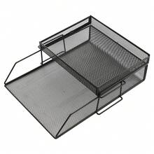 Paper Letter Tray Desk File Organizer Stackable Desk File Document Organizer - Black - View 7