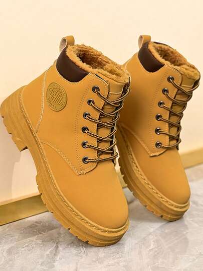 Women's Brown Work Boots, Durable Construction Boots For Autumn, Steel Toe Waterproof Non-Slip Cowboy Boots - Suitable For Various Daily Activities (Thermal Lining For Extra Warmth), Fashionable Casual And Warm (Runs Small, Please Order Half Size Up If You Have Wide Feet)