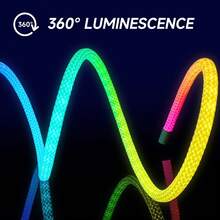 TYUTE 1PC Intelligent RGB LED Woven Light Strips, With A Simple And Convenient USB Interface, A Length Of 9.84ft That Can Be Freely Cut, Can Be Controlled By A Mobile Phone Application To Adjust The Brightness Of The LED Rope Light, Synchronously Change Color Music, Synchronously Change LED Light Strips, Indoor Decoration Atmosphere Light Strips, Halloween And Christmas Lighting Decorations - 彩色光 - 查看 4