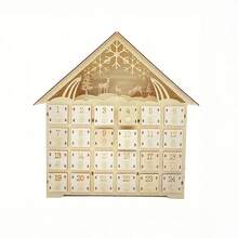 1 pieza Calendario de Adviento de Navidad de madera con diseño de ciervos y árboles - Decoración festiva de vacaciones para la repisa de la chimenea, estilo clásico, ideal para Navidad, decoración del hogar, decoración del dormitorio, decoración del baño, decoración de la cocina, regalo de Navidad, sin luz