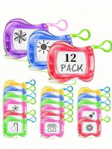 2/6/12 piezas Mini Pizarra Magnética, Libreta de Mochila y Llavero, Pizarra de Dibujo y Escritura Borrable, Regalos Perfectos para Cumpleaños, Fiestas, Día de San Valentín, Regreso a Clases, Halloween [Color y Estilo Aleatorio] [Algunos Accesorios de Colores] - Multicolor - Ver 3
