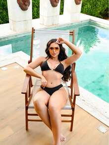 Simple Elegant Backless/Backless Tie Back Holiday Beach - Negro - Ver 5
