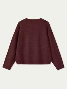 FOR BEAUTY Maglioni da donna autunno inverno bordeaux girocollo oversize in maglia pullover stile preppy stratificato casual chic estetica old money streetwear - Rosso precoce - Visualizzare 7