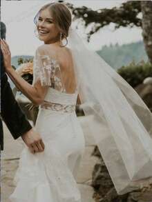 1pc Bridal Veil Comb Hairpin, Luxury Lace Edge Veil, Cathedral Wedding Veil, Wedding Accessory, Wedding Gift