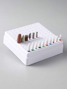 FULL BEAUTY 100孔白色空美甲钻头收纳盒磨光头钻头架展示架美甲钻头收纳盒塑料美甲架美甲用品 - 彩色 - 查看 3