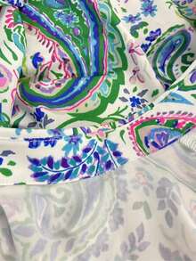 Plus Size Women's Full Body Printed Half Open Collar Long Sleeved Shirt With A Lapel Collar - 多色1 - 查看 3