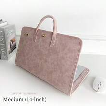 EIGIIS 1pc Slim Shockproof Laptop Sleeve For 14/15.6/16 Inch Notebook, Pink Business Carry Case For Women, Fashion Simple Portable Laptop Bag