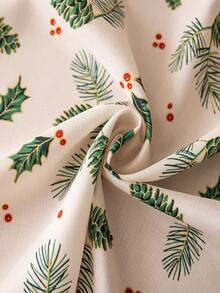 1pc Merry Christmas Rectangular Tablecloth, Green Pine Leaf & Pine Cone Print Pattern, Bamboo Texture, Washable, Suitable For Dining Table, Coffee Table, Nightstand, Cabinet Cover, Home Kitchen, Party, Christmas Decor, Holiday Gift, New Year Decoration - Green - View 11