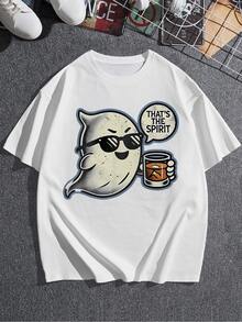 Esta es la camiseta Ghost, una divertida camiseta para mujer con un sofisticado diseño de fantasma. Cómoda, elegante y perfecta para un look casual. Disponible en una variedad de tallas y colores: ¡una forma divertida de celebrar la vida! Extragrande. - Blanco - Ver 3