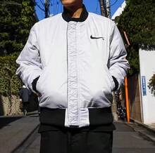 Nike Men's Comfortable Stand-Up Collar Double-Sided Wear Bomber Jacket Baseball Jacket Cotton Coat - Black and White - View 3