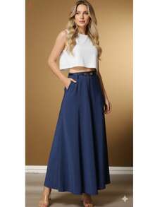 Simple Elegant With Belt Button Pocket Wedding - Màu xanh hải quân - Xem 3