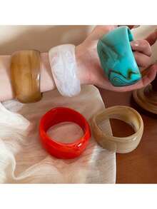 1 pieza Brazalete asimétrico de acrílico para mujer - Diseño minimalista de moda, adecuado para uso diario y fiestas, joyería multifuncional para todas las estaciones, estilo bohemio