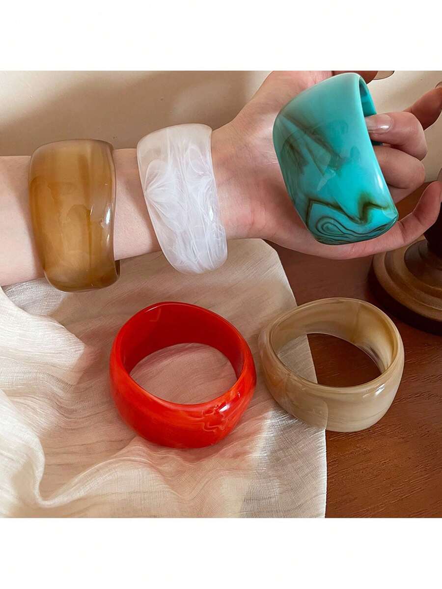 1 pieza Brazalete asimétrico de acrílico para mujer - Diseño minimalista de moda, adecuado para uso diario y fiestas, joyería multifuncional para todas las estaciones, estilo bohemio