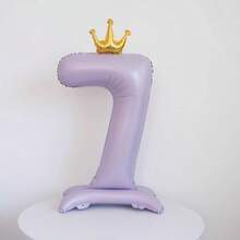 1 件紫色 42 英寸底座皇冠数字 0-9 周年生日阵亡将士纪念日节日庆祝婚礼派对装饰 - 紫色 - 查看 16
