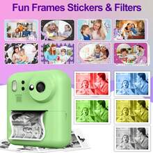 Appareil photo instantané pour enfants, prise de vue vidéo HD, convient aux enfants de 3 à 12 ans, cadeau de Noël, d'anniversaire, de vacances, pour les garçons et les filles, livré avec 3 rouleaux de papier d'impression instantanée - le meilleur choix pour les cadeaux de Noël et du Nouvel An - Multicolore - Voir 11