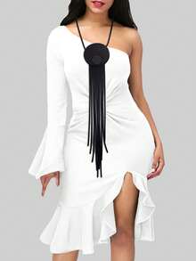 MARLIWOO Exaggerated Tassel Pendant Necklace - Black - View 12