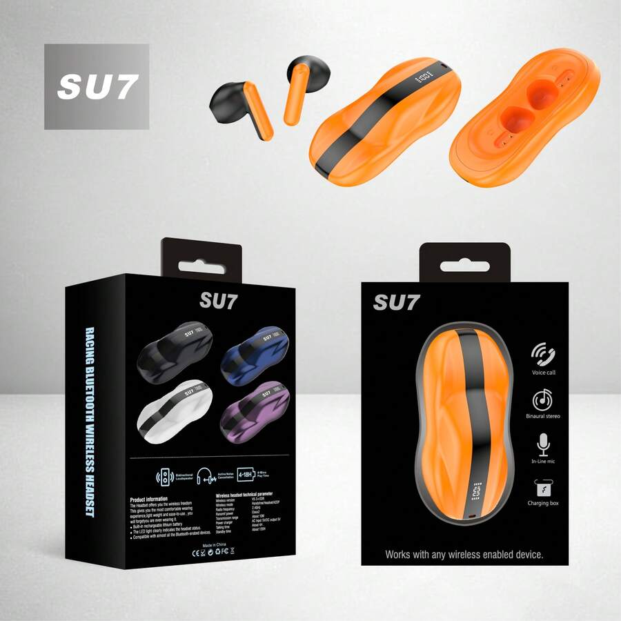 Wireless Earbuds - Orange - View 1