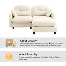 mikibama 74" Chenille Loveseat With Ottoman,Modern Modular Sectional L-Shaped 2 Seater Cloud Sofa With Deep Seat,L Shape Couch With Chaise Lounge Curved Arms For Living Room,Small Spaces,Beige - Beige Loveseat +1 Ottoman - 查看 7