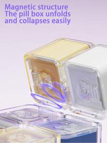 1 Peça Nova Caixa de Medicamentos Magnética com Oito Compartimentos, Caixa de Medicamentos Portátil Selada à Prova de Luz e Umidade de Grande Capacidade, Caixa de Armazenamento de Medicamentos Semanal, Divisor de Caixa de Medicamentos