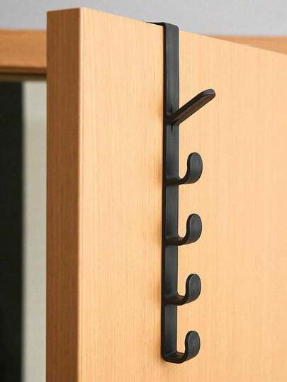 1/2pcs Solid Plastic Door Hook, Modern Non Perforated Strong Hanger Rack, Towel Racks, Portable Coat Hook, Over The Door Plastic Home Storage, Space Saving Plastic Wardrobe Organizer, Multi Functional Display Rack, Back Of Shower Door Hooks For Hanging Towel Rack Clothes, Hat, Household Items, Bedroom Accessories, Accessory Storage