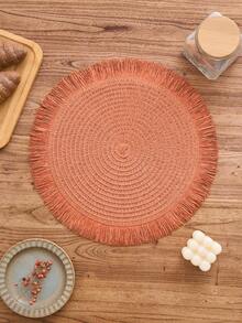 1/4/6/12 件波西米亚风格纸质圆形餐垫，防滑编织杯垫，适用于碗、盘子、杯子，适合节日、派对、生日、婚礼、晚宴、咖啡桌、家居装饰、秋冬季（注意：材质为纸，不可水洗） - 橘色 - 查看 3