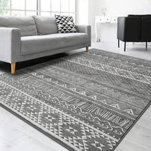 1pc Gray Tone Print Carpet, Retro , Nordic Geometric Pattern, Luxurious Velvet Material, Wear-Resistant Fabric, Rectangular Area Rug, Traditional Pattern Details, Anti-Slip And Easy To Clean, Soft And Skin-Friendly, Suitable For Living Room, Bedroom, Art Space, Home Decor, Doormat, Large Area Carpet, All-Season, Indoor And Outdoor Use - Grey - View 12