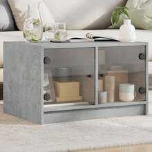 Coffee Table With Glass Doors Concrete Grey 68x50x42 Cm - Grey - View 2