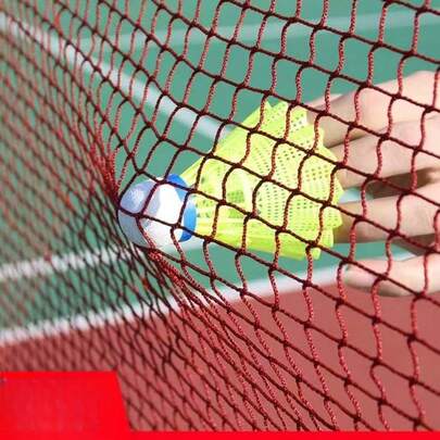 1pc Adjustable Height Portable Tennis & Badminton Net - Easy To Install, Durable PP Material, Suitable For Volleyball, Pickleball, Indoor/Outdoor Courts, Backyard, Beach - Vibrant Red Or Deep Green (Net Only, Stands Not Included)