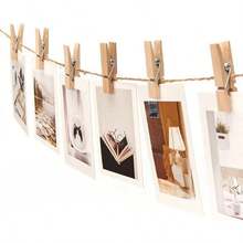 Colored Wooden Clips With String, 50Pcs 2.9Inch Large Clothes Pins, 10 Colors Photo Display Hanging Clips, Decoration Wooden Clips Shower, Birthday, Wedding