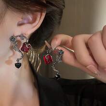 1 Pair Gothic Punk Style Black Bat Earrings For Women, Halloween