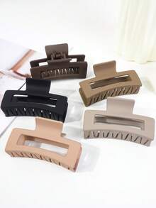 Set da 5 pezzi di fermagli per capelli quadrati grandi da donna - Fissaggio robusto, stile minimalista elegante, adatti per chignon, code di cavallo, raccolti - Presa antiscivolo, per occasioni quotidiane e formali, nero, marrone, viola - Accessori per capelli da donna leggeri e durevoli, fermagli carini, elastici per coda di cavallo, design alla moda, costruzione robusta, per appassionati di moda, acconciature da festa, in plastica di alta qualità, per donne alla moda, fermagli per capelli da donna, fermagli in plastica opaca color caramello per autunno/inverno