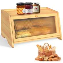 Natural Bamboo Vintage Bread Box, Farmhouse Corner Bread Bin Storage Organizer For Kitchen Counters, Durable Solid Bamboo Holder For Homemade Bread & Toast, Air-Tight Seal Preserves Freshness, Space-Saving Design, Ideal Farmhouse Kitchen Decor & Stylish Storage # BambooDecor # KitchenStyling - Hai lớp - Xem 8
