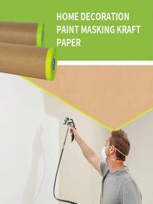 1 rolka laminowanego papieru maskującego do malowania olejem, papier maskujący do malowania natryskowego, folia maskująca do malowania, papier pakowy do ochrony podłóg, ram, mebli, samochodów, obrazów, napraw karoserii, projektów DIY, idealna do biura i zastosowań komercyjnych