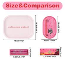 可爱迷你吸烟配件套装，包含 13*8 厘米迷你烟盘、78 毫米塑料卷烟器、78 毫米卷烟纸（2 张），适合派对、旅行、朋友礼物、万圣节、圣诞节等场合携带 - 彩色 - 查看 3