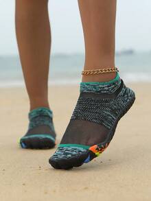 ZVB Couple Barefoot Water Shoes, Soft Bottom Women Beach Shoes For Swimming, Diving, Fishing, Outdoor Quick Dry Summer Sandals, Anti-Slip & Breathable - 黑青 - 查看 16