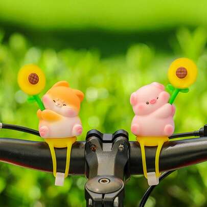 1/2pcs Bicycle Decor - Cute Windmill Amusement Park Electric Bike Motorcycle Decoration Cartoon Animal Small Windmill